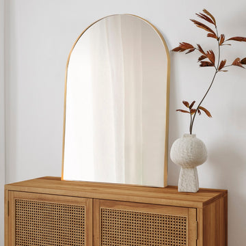 Elodie 24 in. W x 36 in. H Medium Arched Metal Framed Wall Mounted Mirror - JONATHAN Y